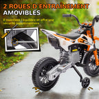 Moto électrique pour enfant moto cross pour enfants de 3 à 6 ans 2 moteurs 12V vitesse 5 km/h 109,5x60x72,5cm orange-4