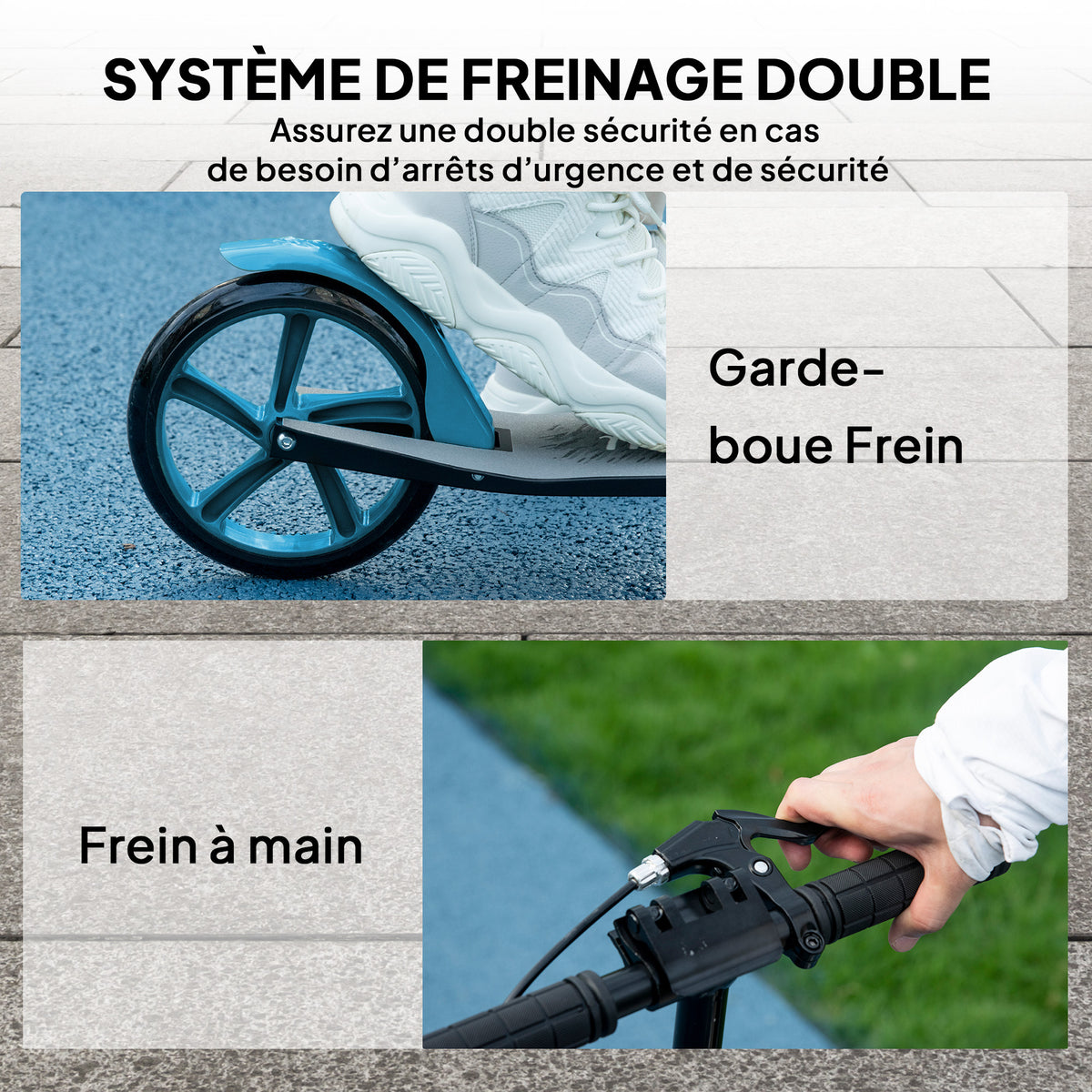 Trottinette Pliable pour Adultes 14+ Ans, Guidon Réglable, Grandes Roues, Amortisseur, Aluminium, 91,5x36,5x104cm, Bleu-5