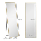 Grand miroir pleine longueur rectangulaire, 50 x 160 cm, miroir sur pied, mural ou pocé contre mur, doré-2