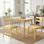 Lot de 2 chaises de salle à manger en bambou, chaises de cuisine sans accoudoirs avec assise à lattes, bois naturel-1
