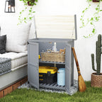 Armoire de jardin en bois abri de jardin avec 2 portes, toit à charnières et étagère, 74 x 43 x 88 cm, gris-9