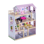 Maison de poupée en Bois Jeu d'imitation 4 Étages pour 3+ ans avec 13 Accessoires Grand réalisme Multi-équipement 60L x 30l x 80H cm Blanc et Rose-0
