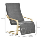 Fauteuil Luxe Confort et Relaxation avec Repose-Pied réglable déhoussable 94 x 66,5 x 100 cm cm Bois Massif Gris-2