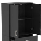 Buffet haut armoire de cuisine 4 portes 2 placards et 1 tiroir central hauteur 180 cm avec 2 étagères réglables noir-9
