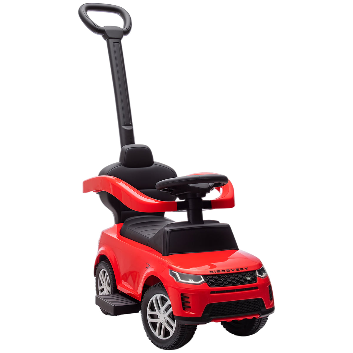 Porteur enfants Land Rover Discovery sous licence, porteur voiture à pousser avec poignée amovible, 84x40x94,5cm, rouge-0