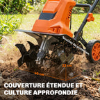 Motobineuse Électrique Motoculteur 1500W 6 Lames 65Mn Largeur 40cm Profondeur 20cm Pliable et Étanche IPX4 Orange-5