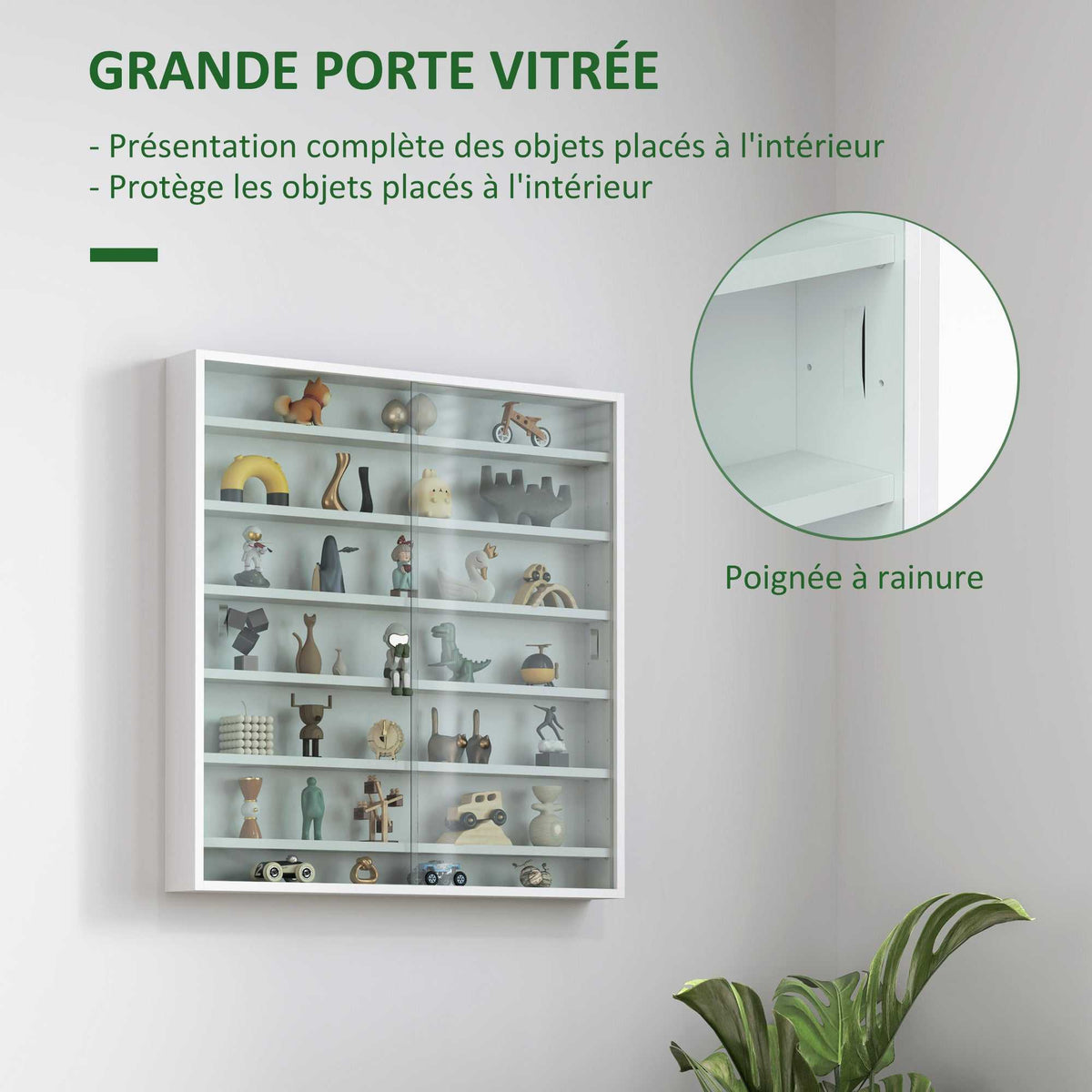 Vitrine pour collection vitrine murale 80 x 9,5 x 83 cm 6 étagères réglables en hauteur 2 portes coulissantes en verre-4