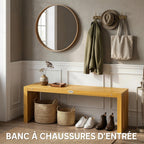 Banc de Jardin en Bois d'Acacia sans Dossier 2 Places, Assise à Lattes Effet Bois, 110x30x45cm, Bois naturel-6