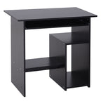 Bureau d'ordinateur, bureau avec rangement, plateau pour clavier et support de moniteur, 80 x 45 x 75 cm, noir-0