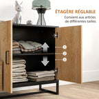 Buffet salon meuble de rangement avec 3 tiroirs et étagère réglable, pieds en acier, poignées en alliage d'aluminium-4