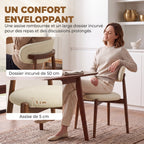 Lot de 2 Chaises Salle à Manger, Chaises de Cuisine en Chenille avec Dossier Incurvé, Assise Rembourrée, Beige-5