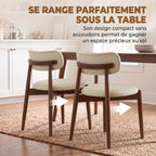 Lot de 2 Chaises Salle à Manger, Chaises de Cuisine en Chenille avec Dossier Incurvé, Assise Rembourrée, Beige-6