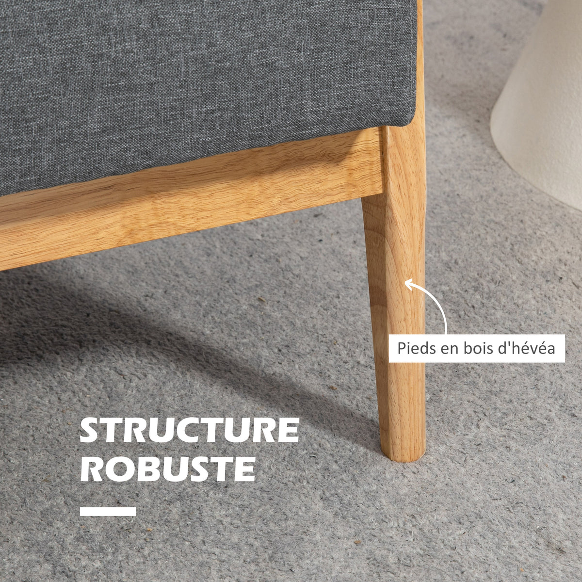 Canapé 3 places 154,5, canapé scandinave avec dossier capitonné, assise rembourrée et accoudoirs, gris-4