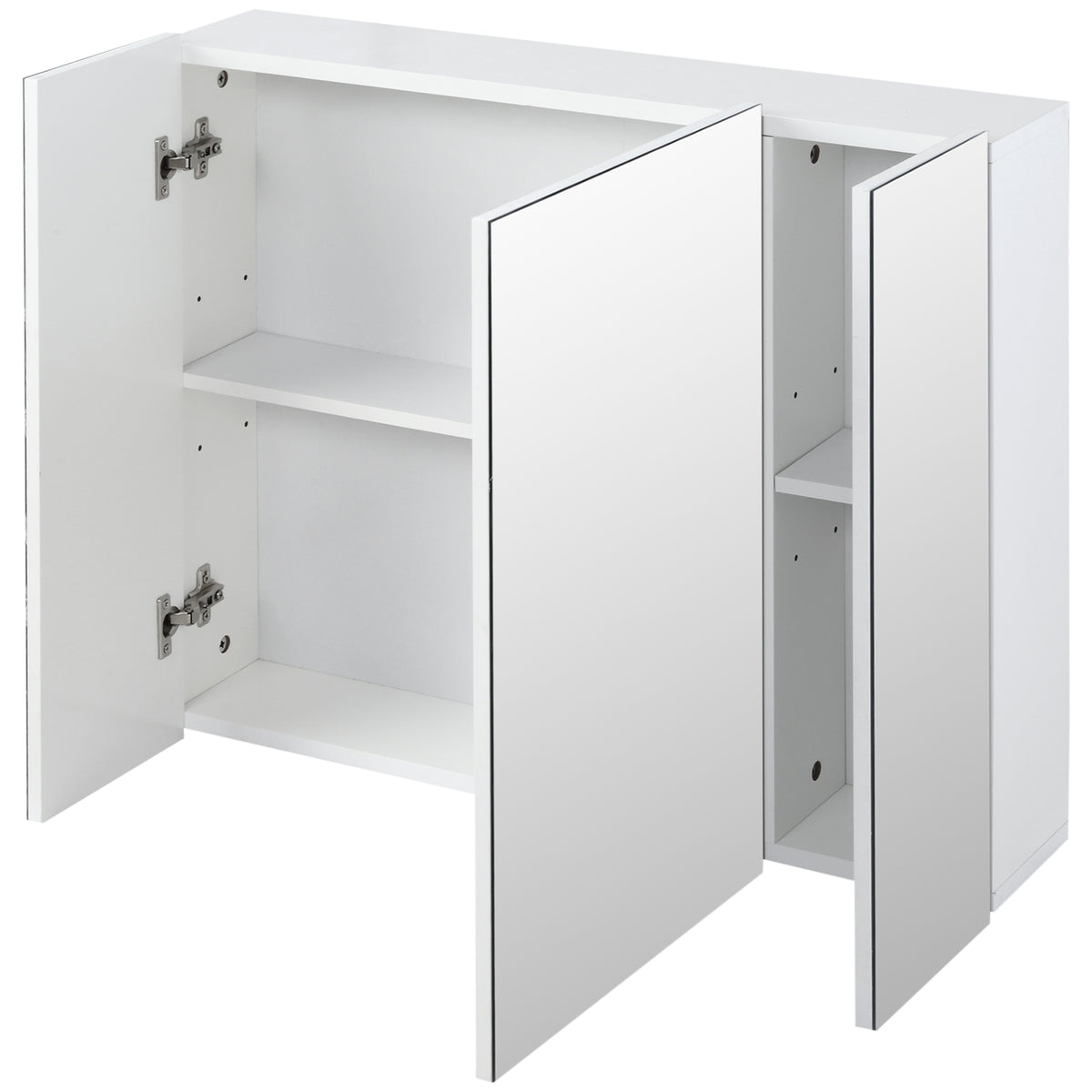 Armoire murale de salle de bain avec 3 portes miroir et étagères réglables en MDF Blanc dim. 70L x 15l x 60H cm-7