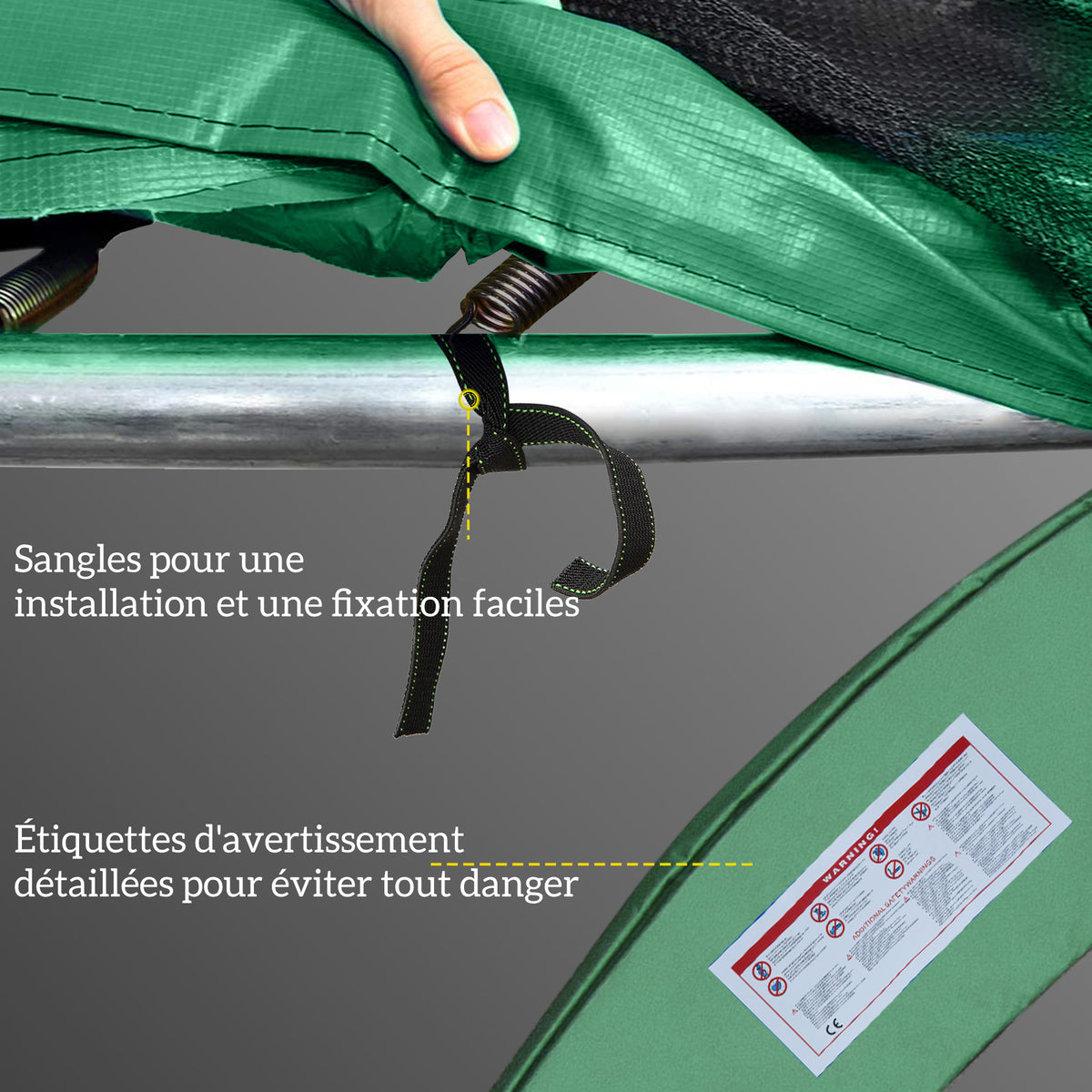 Coussin de protection pour trampoline de remplacement Ø 305 cm Coussin de sécurité de remplacement vert-5