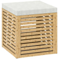 Coffre de rangement tabouret de rangement 54.76 L design lamellé cadre en bambou naturel 40 x 40 x 47 cm bois naturel-0