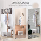Meuble rangement porte-manteaux 2 en 1 cosy 40L x 30l x 180H cm MDF blanc bois massif bambou-3