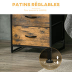 Table de Chevet avec 2 Tiroirs Tissus Table d'appoint petit Meuble de Rangement Style Industriel Commode 2 tiroirs - 45 x 40 x 70,5 cm - Bois et métal-5