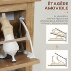 Meuble à chaussures étagère à chaussures armoire 3 portes abattants effet cannage rotin - en bois bois naturel-5