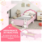 Lit pour enfants de 3 à 6 ans 143 x 74 x 55 cm design nuage sommier à lattes inclus chambre moderne rose-3