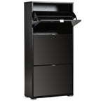Meuble à Chaussures Armoire à chaussures 3 Portes abattantes 3 Compartiments en bois 60L x 26I x 124H cm Noir-6