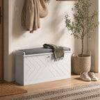 Banc à chaussures avec tiroir rabattable, coussin d'assise et étagère réglable, 80 x 26 x 48 cm, blanc-8