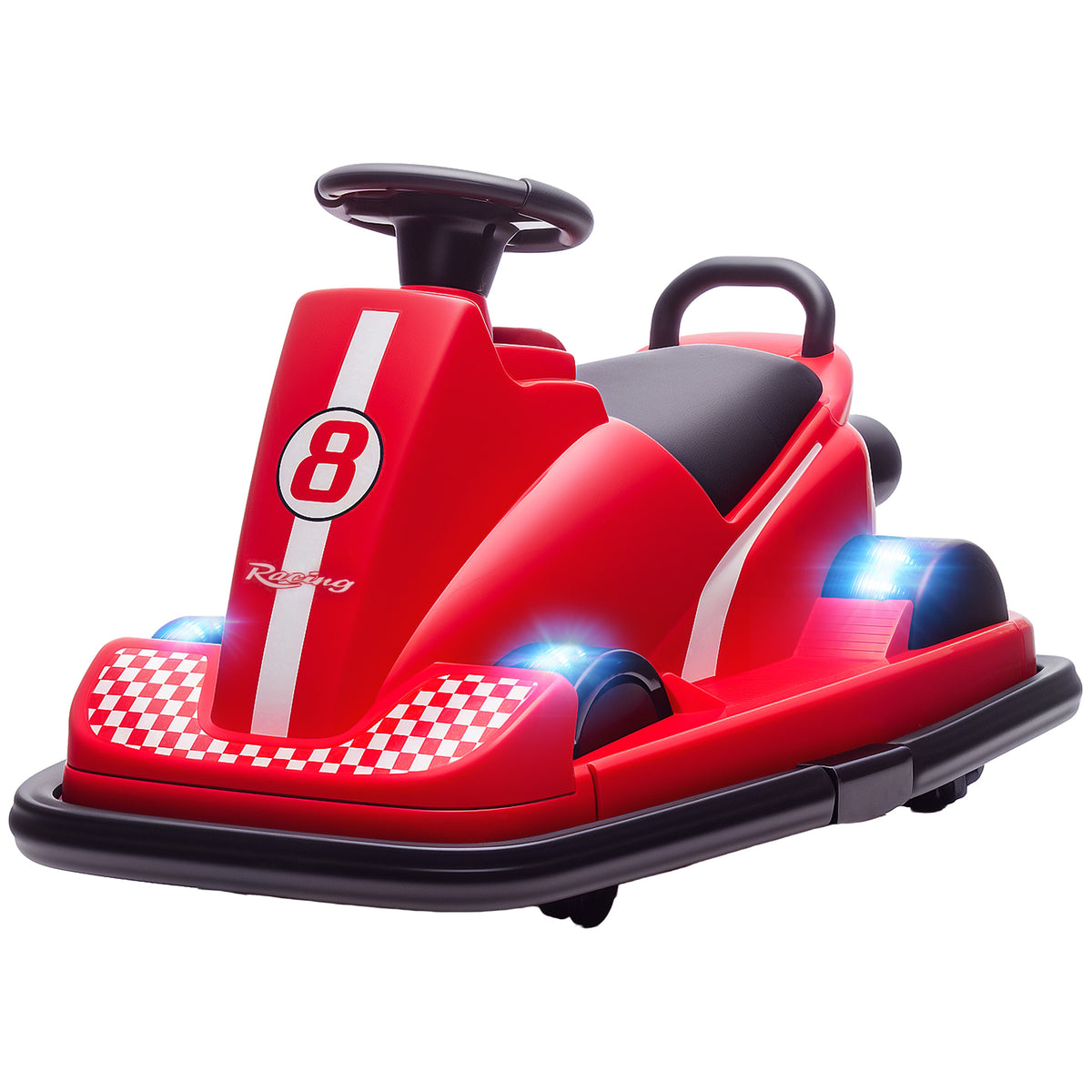 Auto-Tamponneuse Enfant 6V, Rotation à 360°, Musique, Klaxon, Démarrage Doux, 2,5 km/h, pour Âges 3-8, 74x53x48cm, Rouge-0