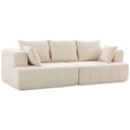 Canapé 3 places en chenille 248 cm, canapé salon moderne, large assise rembourrée, coussins à ressorts, beige-0