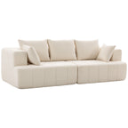 Canapé 3 places en chenille 248 cm, canapé salon moderne, large assise rembourrée, coussins à ressorts, beige-0