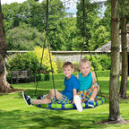 Balançoire nid d'oiseau ronde hauteur réglable à suspendre enfant adulte jardin capacité de charge 150 kg Ø 100 cm bleu-9