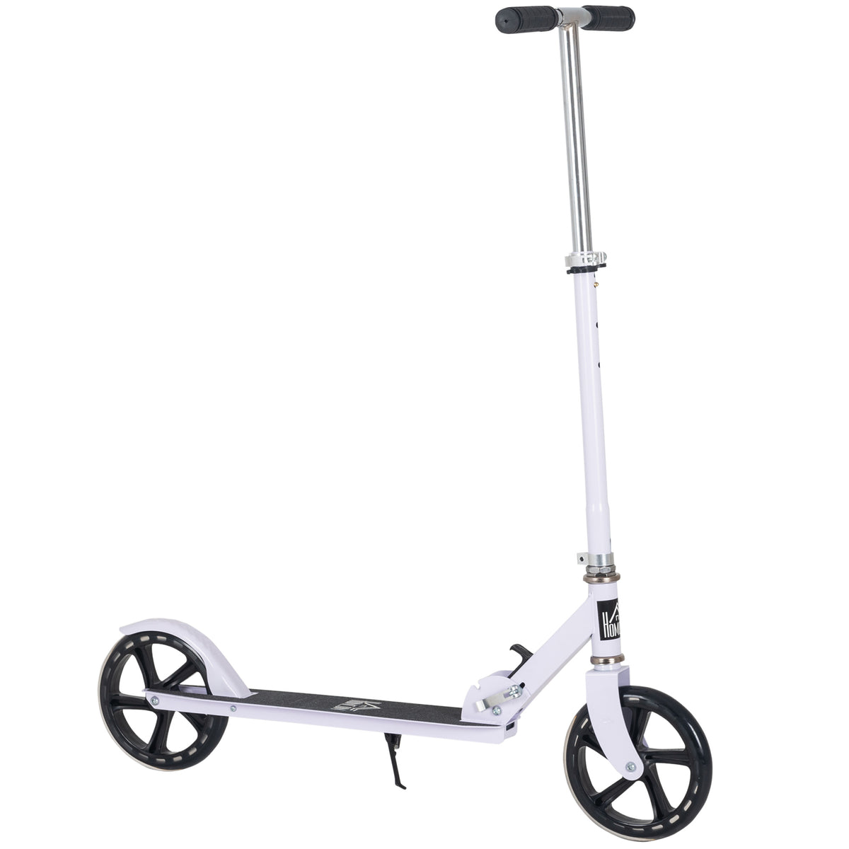 Trottinette Pliable Hauteur Guidon réglable sur 4 Niveaux système de freinage arrière pour enfant adolescent pois max. 100KG dim. 88L x 37l x 75-100H cm Blanc-0