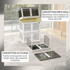 Boîte de rangement pliable et empilable 99L en plastique avec couvercle et 4 roulettes, accès à 5 côtés, blanc-3