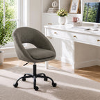Chaise Bureau Ergonomique en Chenille, Hauteur Réglable, Accoudoirs Intégrés, Pivotant 360°, 59x60x79-89cm, Vert Foncé-1