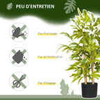 Bambou artificiel plantes artificielles hauteur 60 cm - tronc branches lichen feuilles grand réalisme pot inclus-4