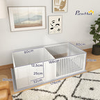 Boîte de mise bas pour chiens et chiots, parc de mise bas pour chiens porte à hauteur réglable 166 x 80 x 50 cm, blanc-2