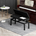 Banc de piano réglable en hauteur, tabouret de piano avec rangement, banquette pour clavier capitonné, noir-7