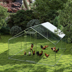 Poulailler, grand poulailler en métal avec couverture imperméable et anti-UV, cage pour 10-15 poules, 3 x 3,4 x 1,9m-9