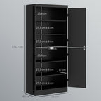 Buffet haut cuisine, armoire de cuisine avec 4 portes à 6 niveaux et étagères réglables, 76 x 40 x 176,7 cm, noir-2