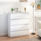Commode 4 tiroirs, meuble de rangement épuré pour chambre, intérieur, 80 x 39 x 95 cm panneau de particules blanc-8
