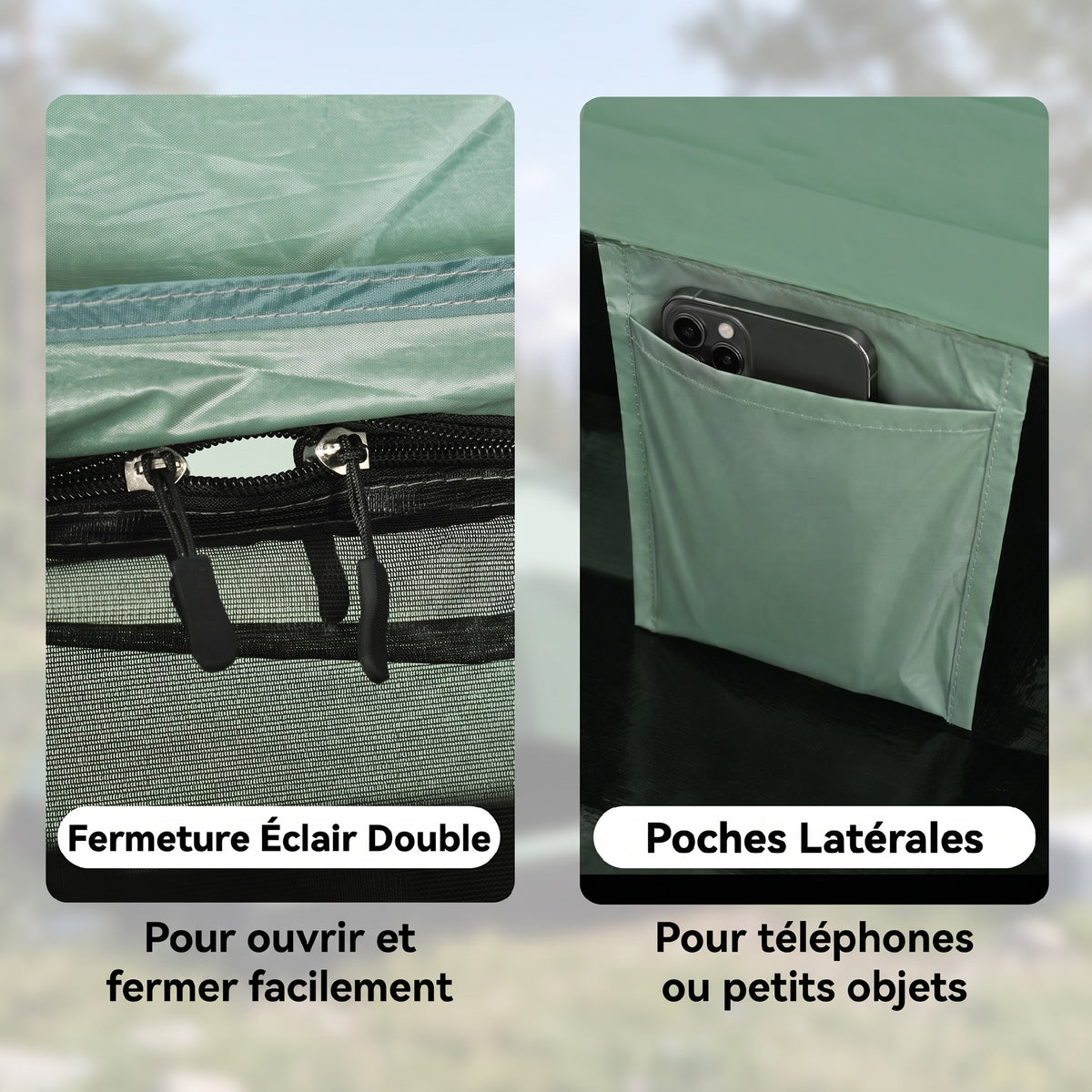 Tente de camping 2 personnes camouflage tente dôme légère ventilée facile à monter avec portes zippées-5
