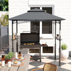 Tonnelle de barbecue à deux niveaux auvent de réception pour jardin avec lumière LED 243 x 148 x 248 cm gris foncé-7