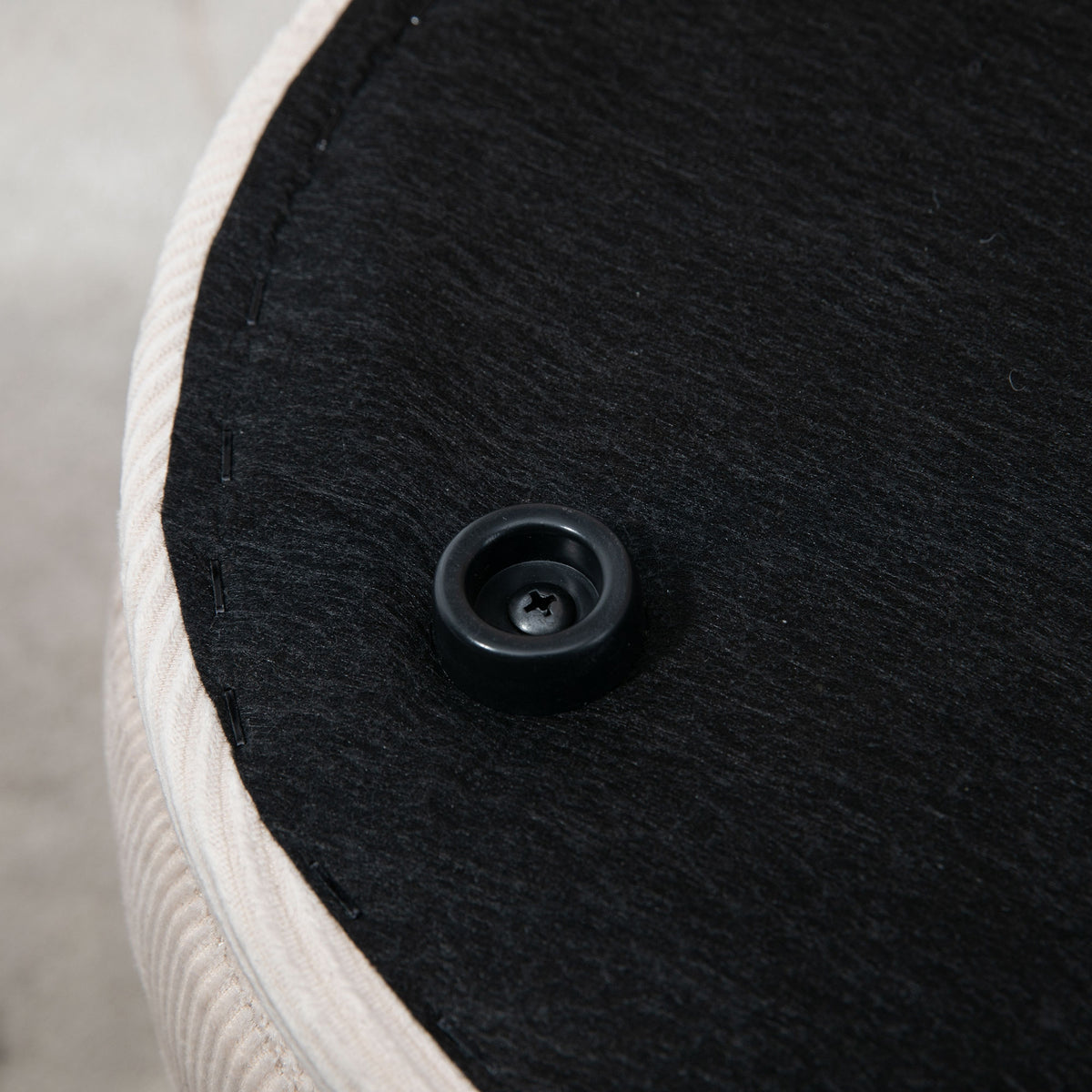 Lot de 2 poufs tabourets repose-pieds coffre de rangement en tissu aspect velours côtelé Ø40 cm et Ø30 cm, crème-8
