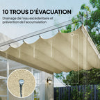 Toile de toit pour pergola tonnelle rétractable de 3 x 3 m - toile uniquement 250 x 255 cm crème-5