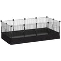 Enclos pour petits animaux, cage à lapin modulable 12 panneaux avec tapis étanche, en acier, 120 x 60 x 40 cm, noir-0