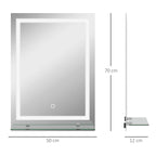 Miroir lumineux LED mural de salle de bain avec étagère intégrée 3 couleurs luminosité réglable interrupteur tactile-2