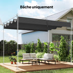 Toile de Toit pour pergola Bâche pour Pergola rétractable de 4 x 3 m, Toile Uniquement 392 x 350 cm, Gris foncé-1