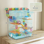 Cage pour hamster souris petit animaux rongeur avec tunnel mangeoire roue jouet 47 x 30 x 59 cm bleu clair-2