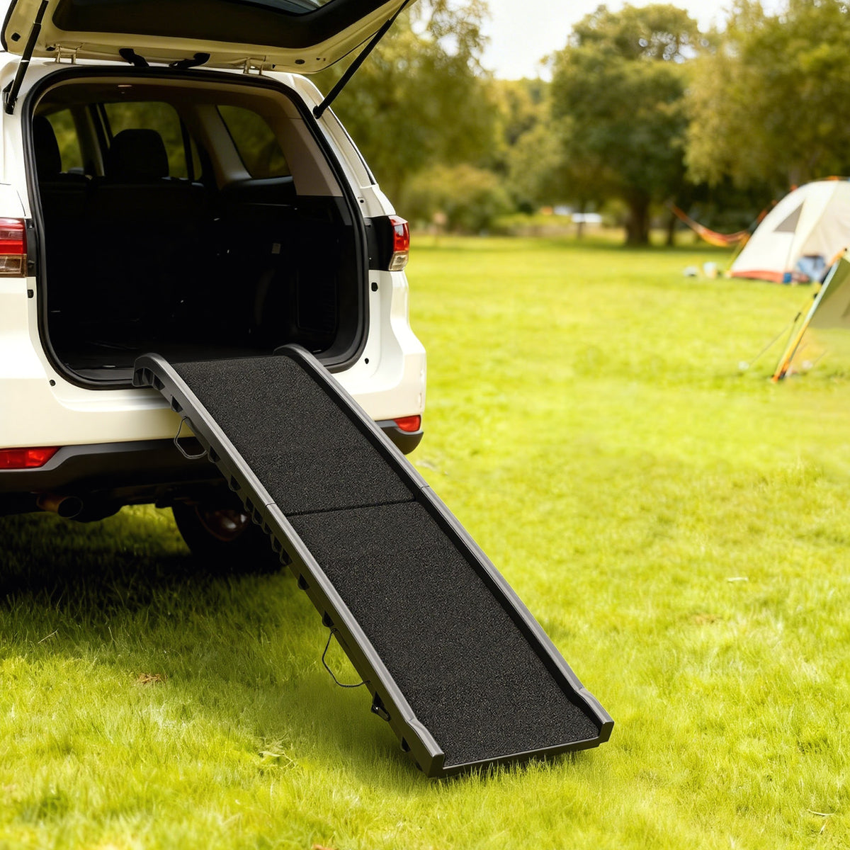 Rampe pliable pour chiens, escalier pour chien en PP avec pente douce et surface antidérapante, 155x38,5x15,5cm, noir-1