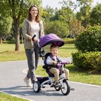 Tricycle enfant évolutif pare-soleil pliable canne télescopique amovible 95 x 50 x 106 cm acier violet blanc-9
