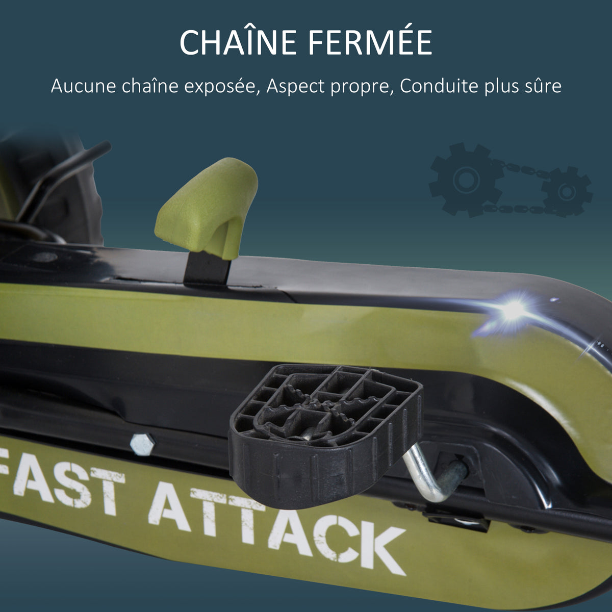 Vélo et véhicule pour Enfants Kart à pédales siège réglable Frein Manuel Roues AR EVA Acier Vert Noir-4